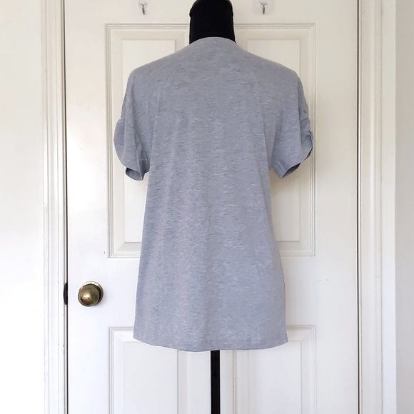 Zara Short Sleeve Dropped Shoulder Loose Fit Tee with sparkle front design. - Picture 2 of 4